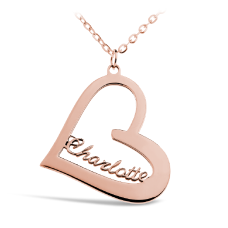 Personalized Sterling Silver Name Necklace Classic in Heart Frame